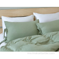 Green Washed Cotton Duvet Cover Set Set Bedding